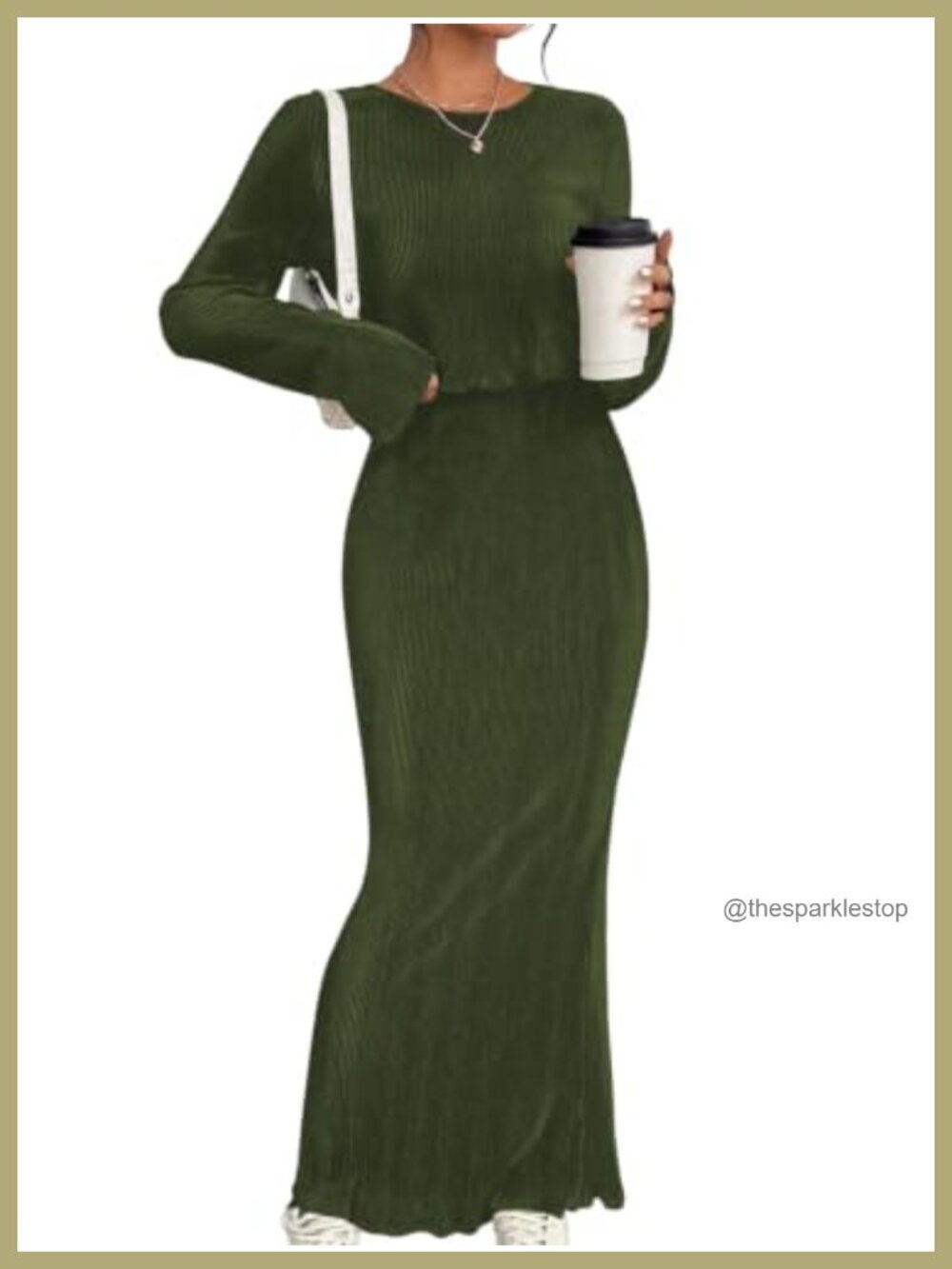 Ribbed Long Sleeve Top & Maxi Skirt Set Two Piece Outfit